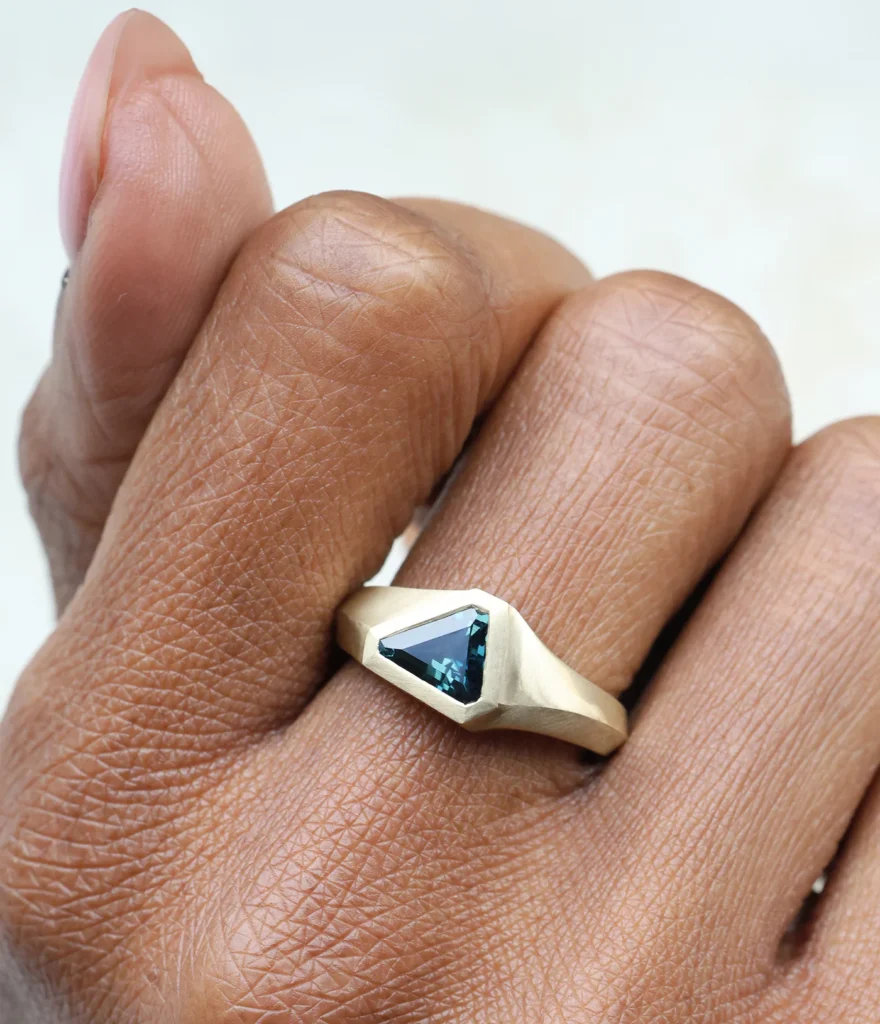 Alden Asymmetrical Gold Sapphire Ring