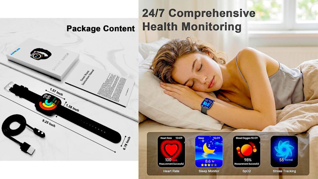 Smart Watch for Women, 1.85" HD Fitness Tracker Black