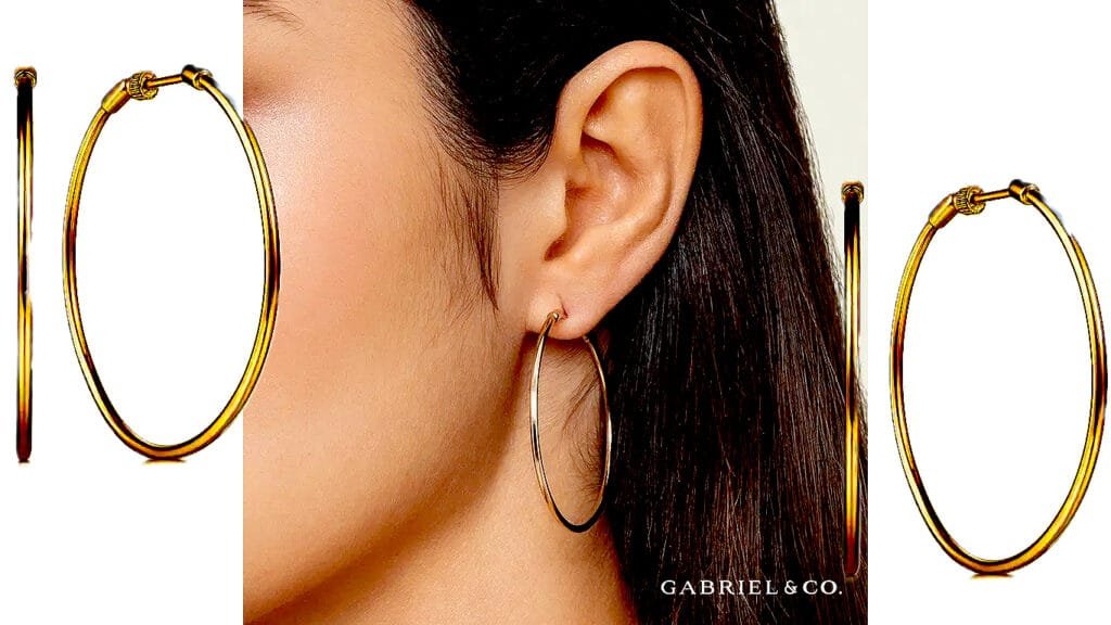 14K Yellow Gold 40mm Round Classic Hoop Earrings