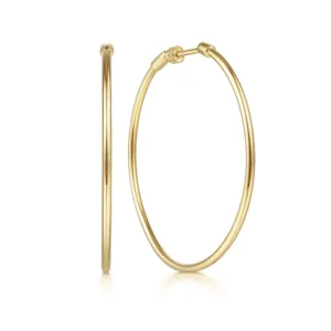 14K Yellow Gold 40mm Round Classic Hoop Earrings