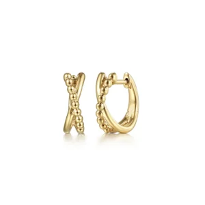 14K Yellow Gold Bujukan Twisted Huggie Earrings