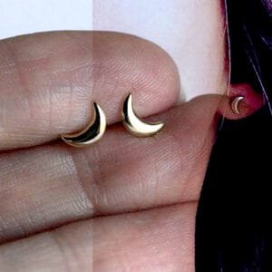 Gold Moon Earrings, Gold Crescent Earrings