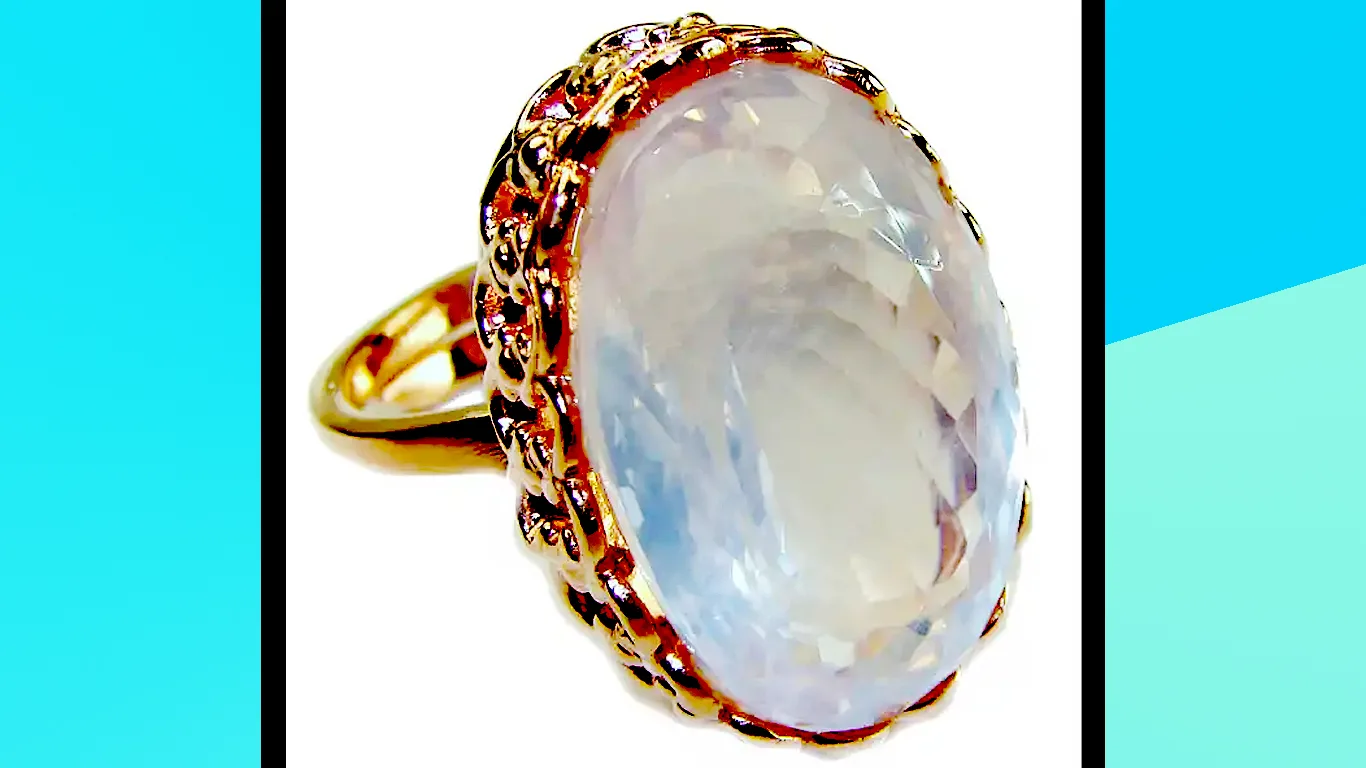 Oversized Authentic 35.5 carat Brazilian Rose Quartz 14k Gold over .925 Sterling Silver incredible Ring size 8 adjustable