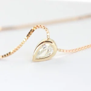 Pear Diamond Necklace, Solitaire Diamond Necklace