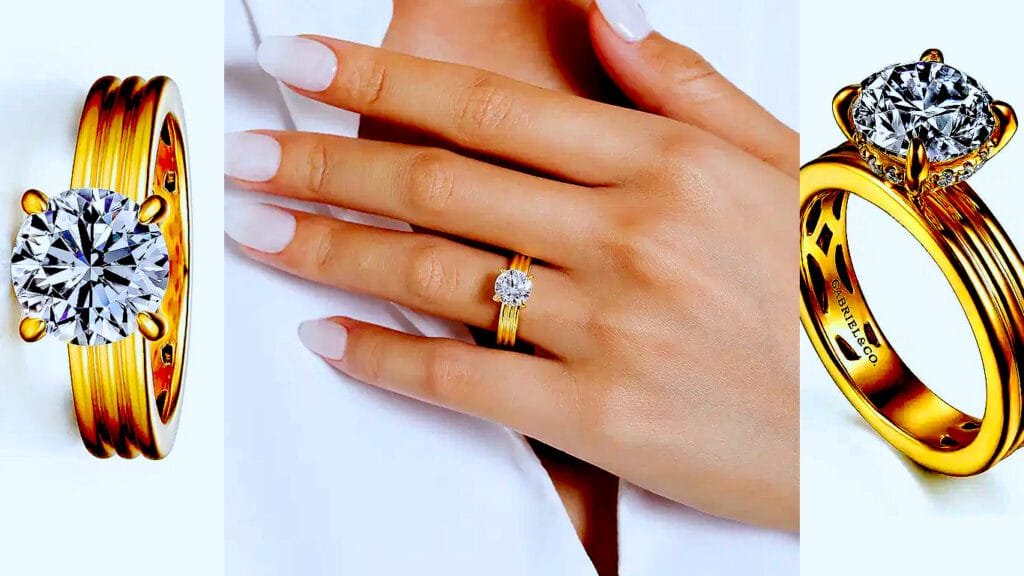 Sela - 14K Yellow Gold Round Diamond Engagement Ring