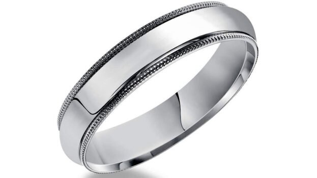 14k White Gold Wedding Band