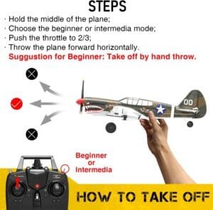 VOLANTEXRC RC Plane 4 Channel P40 Warhawk Remote Control Airplane Fighter RTF with 6-Axis Gyro 9 VOLANTEXRC RC Plane