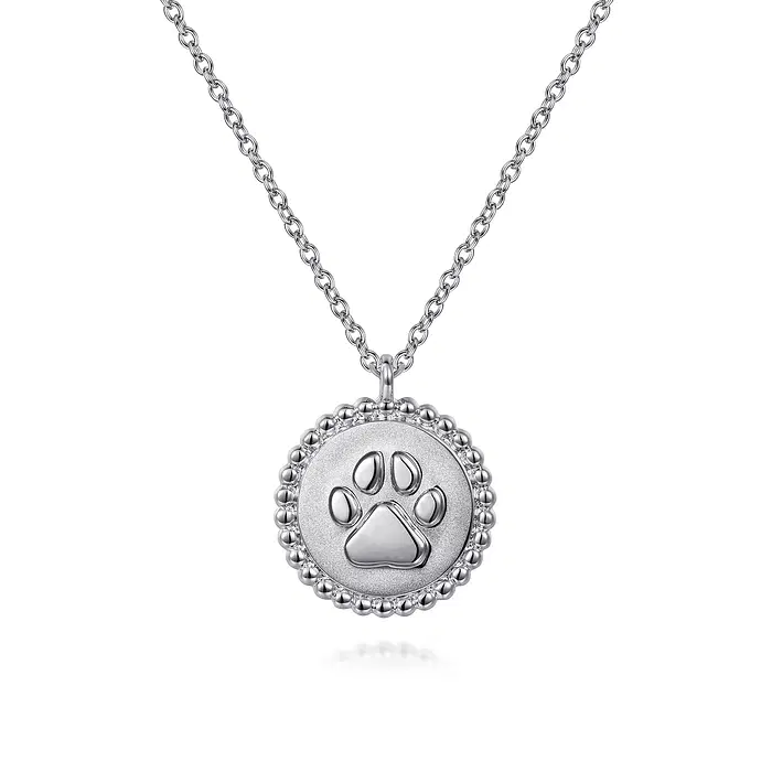 925-Sterling-Silver-Bujukan-Paw-Print-Pendant-Necklace~NK7076SVJJJ-1 Paw Print Pendant Necklace