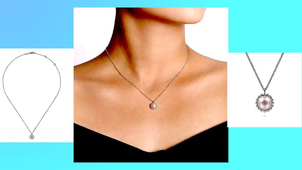 Product details Item Code NK6412SVJPL Division Gaby Silver Collection Bujukan Style Pendant Metal Type 925 Silver Center Stone Shape Round Center Stone Size 7.5 mm Gemstone Cultured Pearl Chain Length 17.50 in
