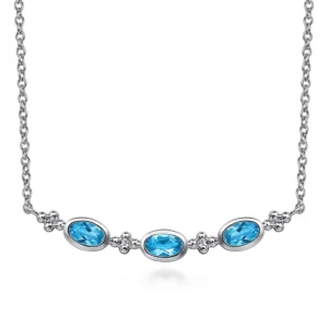 Blue Topaz Bar Necklace