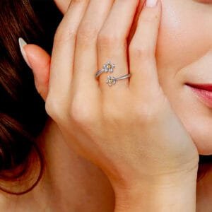 Diamond Flower Bypass Ring