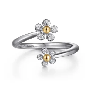Diamond Flower Bypass Ring
