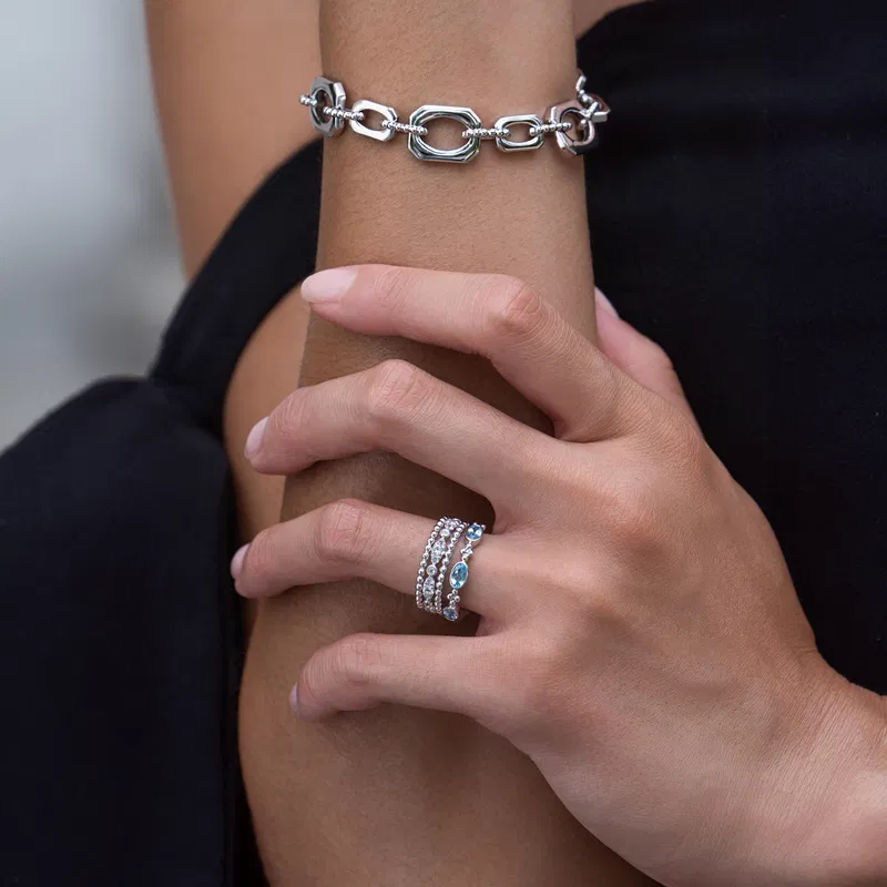 925-Sterling-Silver-White-Sapphire-Bujukan-Easy-Stackable-Ladies-Ring~LR51779SVJWS-5 925 Sterling Silver White Sapphire Bujukan Easy Stackable Ladies Ring