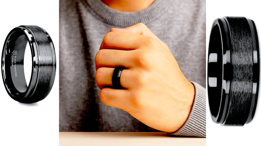 REVOLVE Black Tungsten Spinner Ring