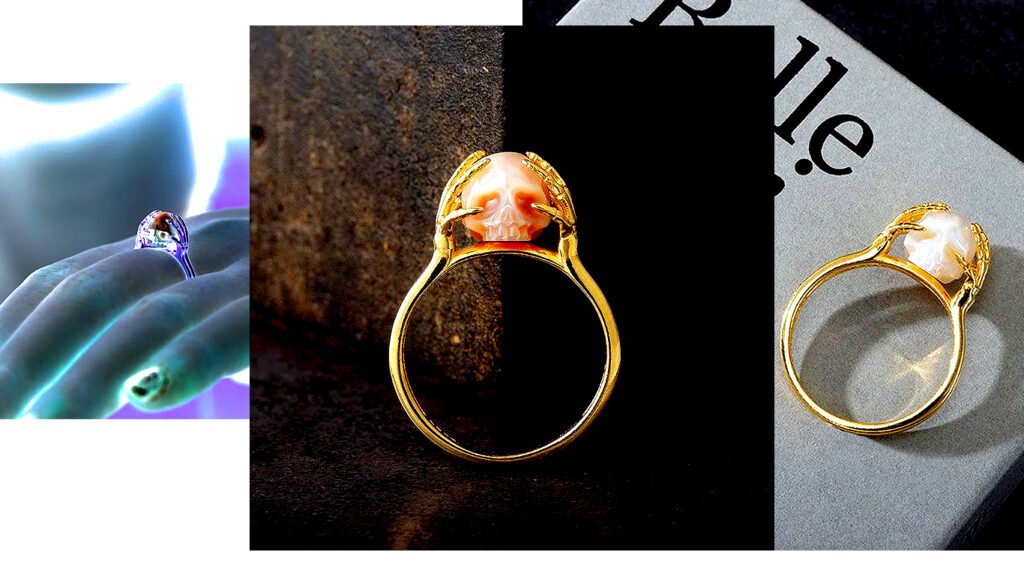 Hands On Head Pearl Cranium Ring