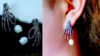 Pearl Skull Dangle Earrings