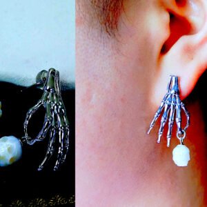 Pearl Skull Dangle Earrings