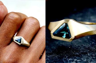 Alden Asymmetrical Gold Sapphire Ring