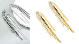 Golden Beaded Prom Earrings