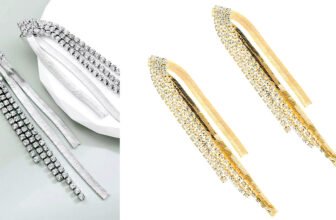 Golden Beaded Prom Earrings