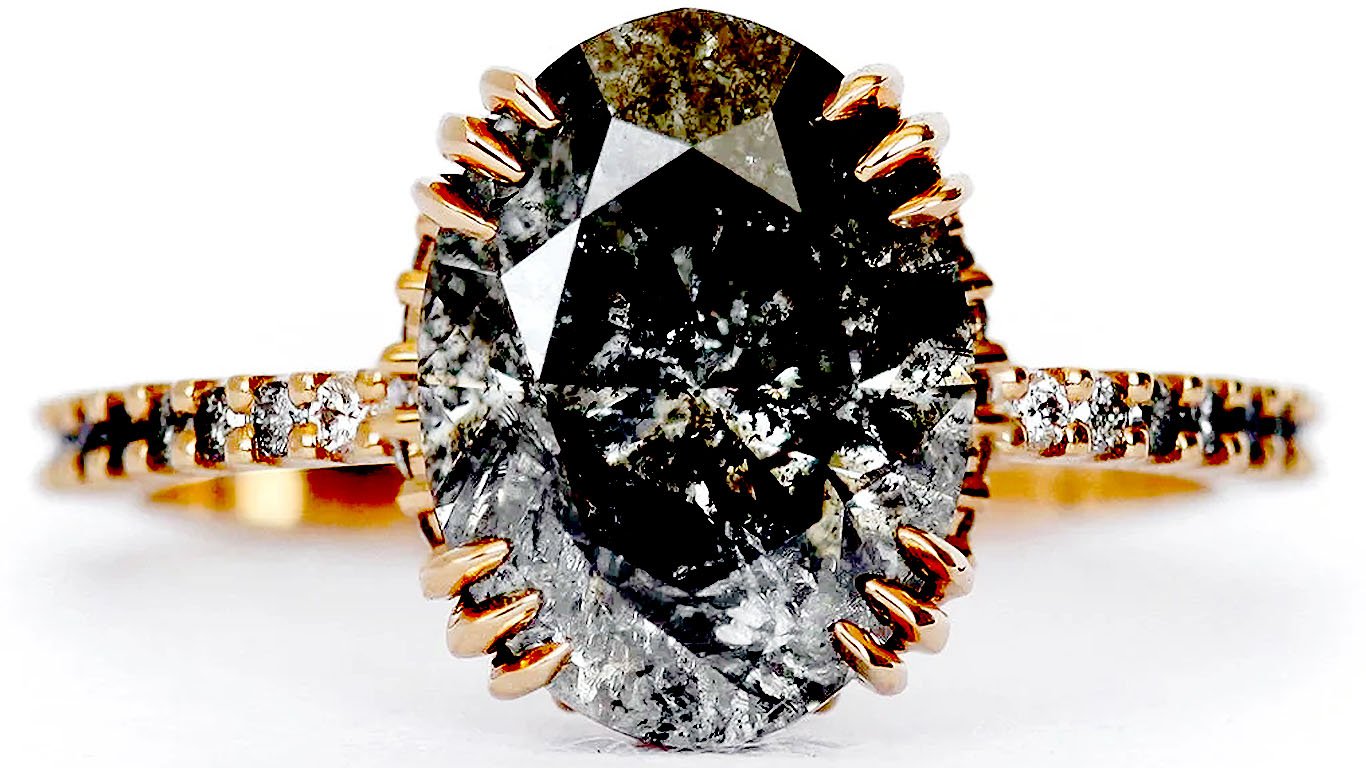 Kayla 3.8 ct Oval Salt and Pepper Diamond Ring – Engagement Ring