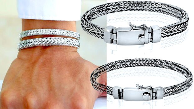 Men silver bracelets 6/8mm