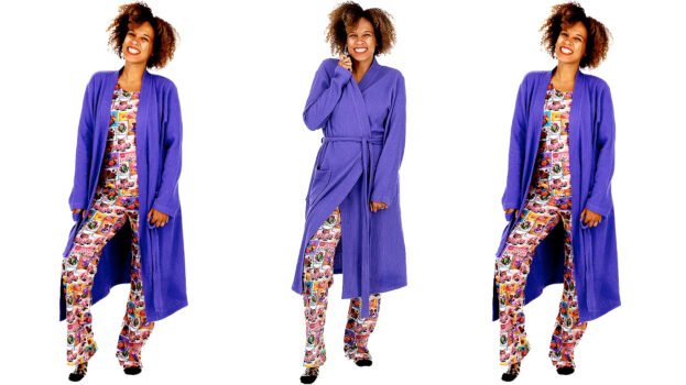 Purple Cotton Waffle Dressing Gown