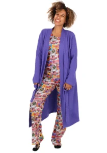 Purple Cotton Waffle Dressing Gown