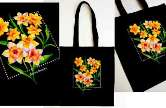 Spring Blooms Cotton Canvas Bag - Women's Tote Bag (Navy)