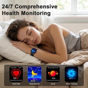 Smart Watch for Women, 1.85″ HD Fitness Tracker Black