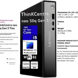 Lenovo ThinkCentre neo 50q Gen 5 1L Mini Desktop