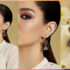 Golden Beaded Prom Earrings